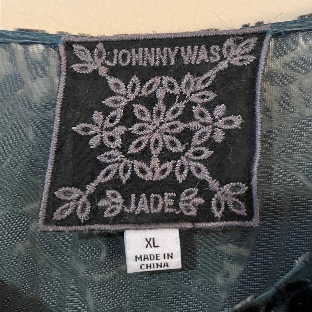 Johnny Was Jade Green Sheer Blouse